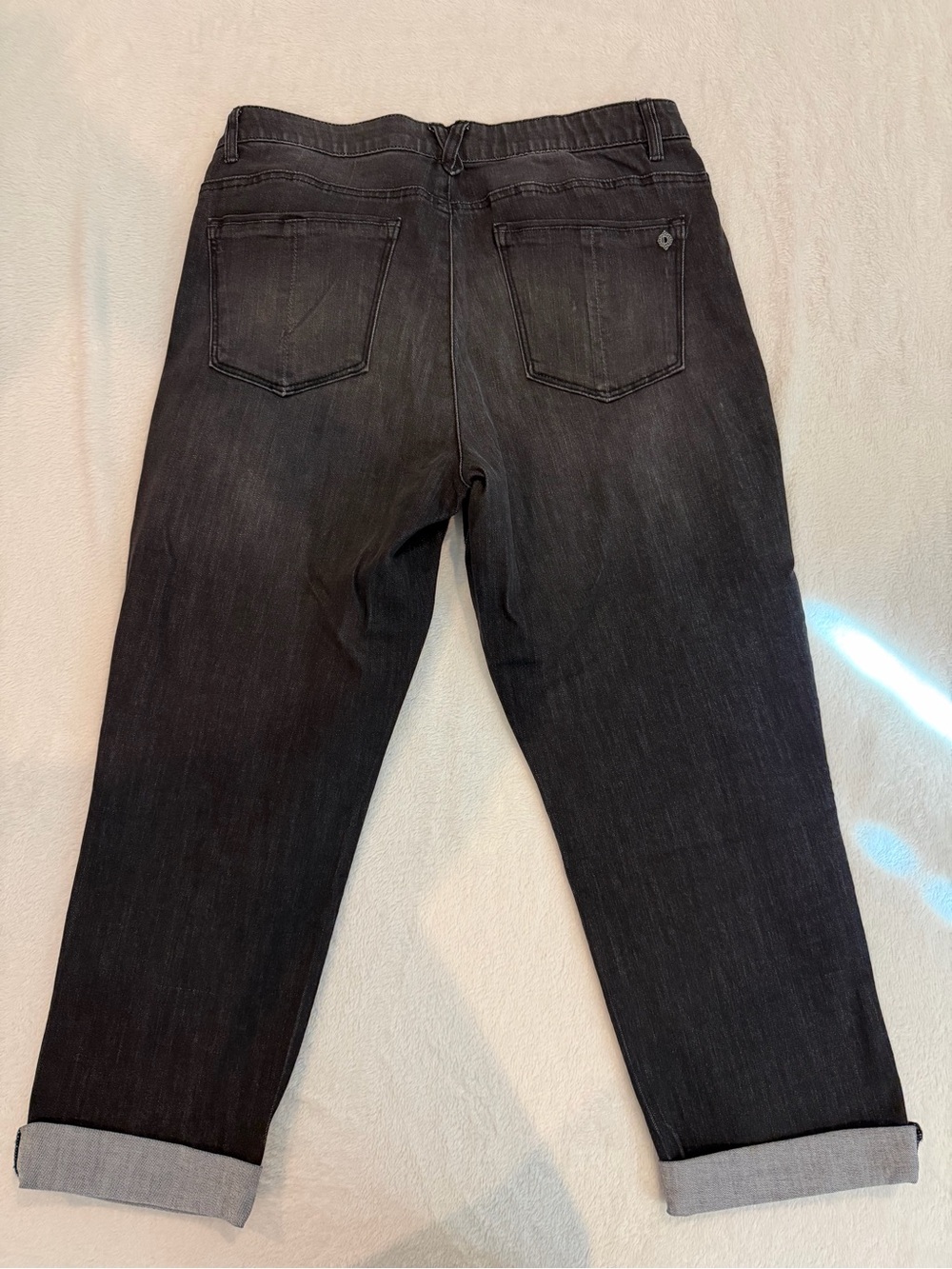 "Ab"solution® Petite Black Denim Cuffed Girlfriend Jeans, 14P - Picture 6 of 10